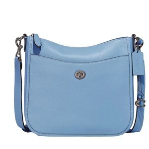 Coach Pebble Leather Chaise Crossbody Purse/handbag/blue/pool/nwt